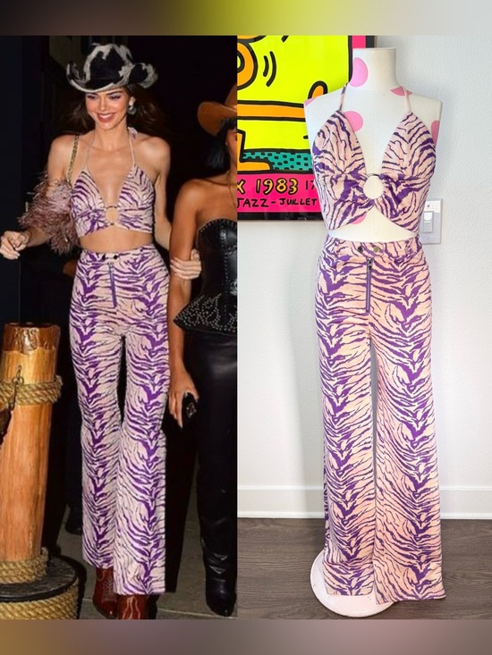 I.AM.GIA Pants - I.AM.GIA Kiki Purple Zebra Halter Top & Pants Set Size Small Pants Medium Top